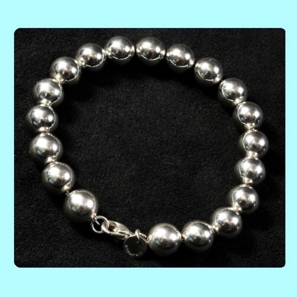 Tiffany & Co. 925 Sterling Silver 8" Long 10mm Ball Bead Chain Hardwear Bracelet